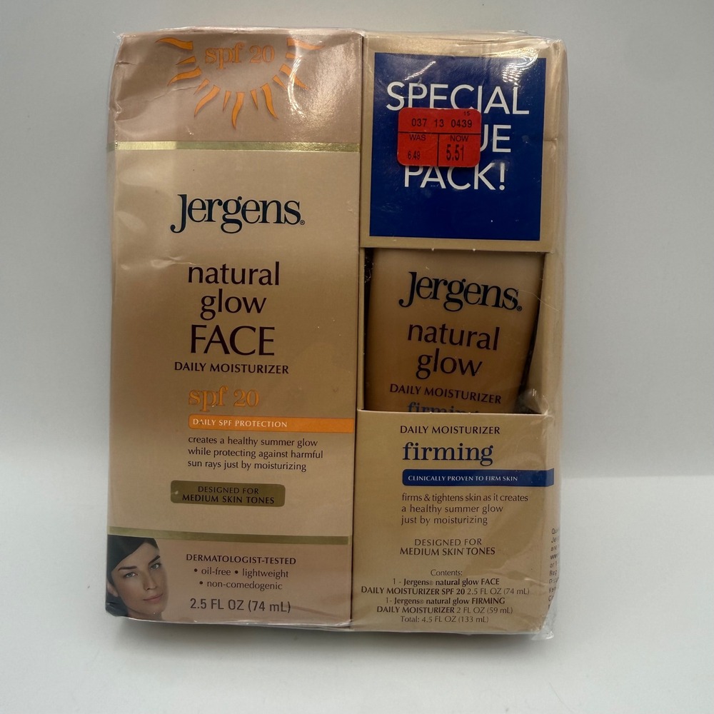 Jergens Natural Glow Face SPF 20 and Firming Daily Moisturizer Medium Skin 2pk